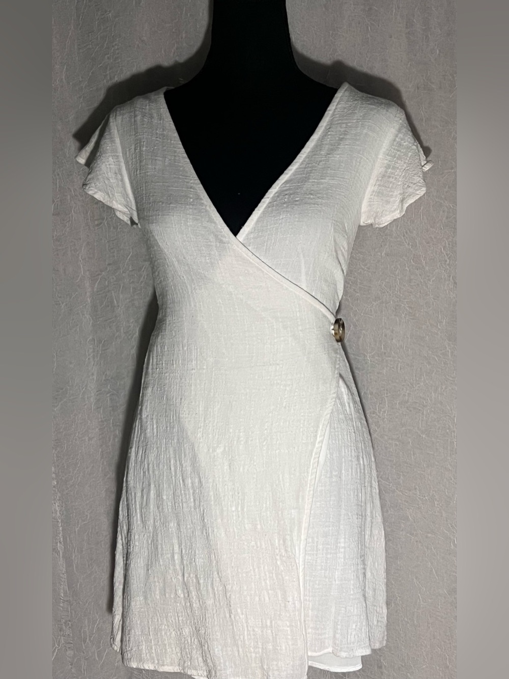 FAVLUX White Wrap Mini Dress with Side Button